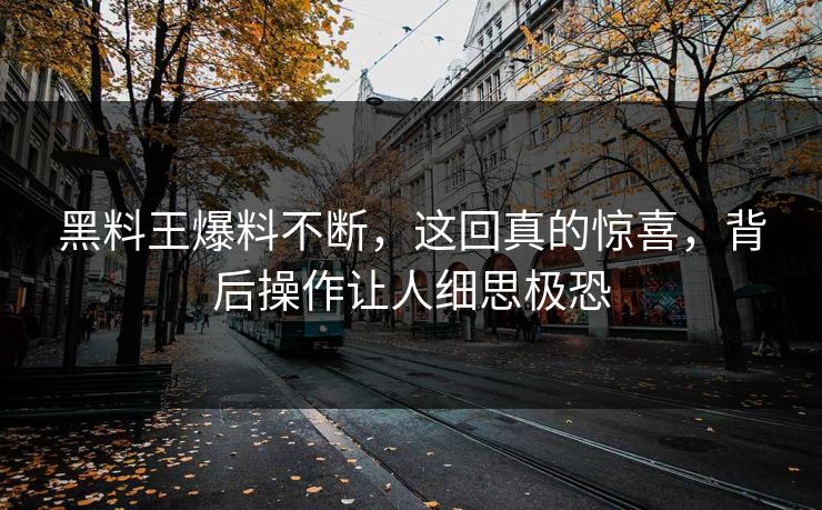 黑料王爆料不断，这回真的惊喜，背后操作让人细思极恐