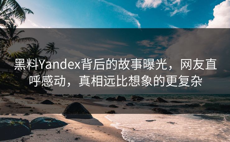 黑料Yandex背后的故事曝光，网友直呼感动，真相远比想象的更复杂