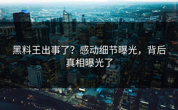 黑料王出事了？感动细节曝光，背后真相曝光了