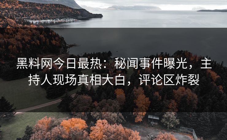黑料网今日最热：秘闻事件曝光，主持人现场真相大白，评论区炸裂