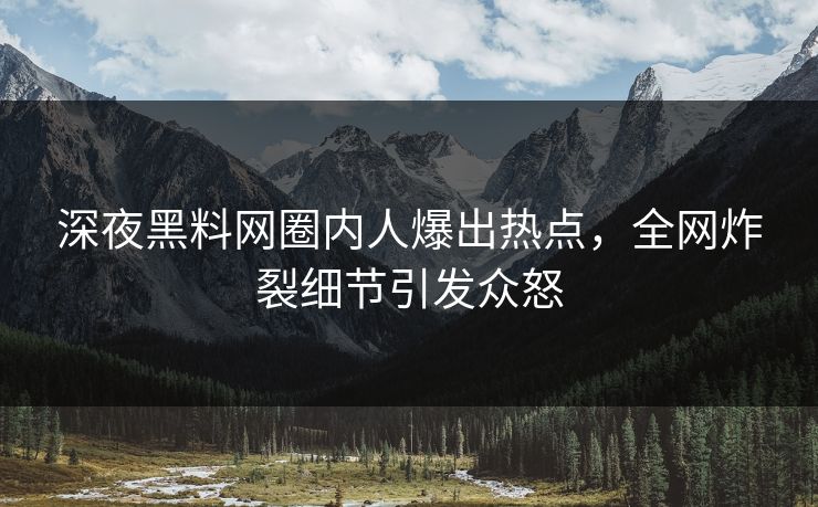 深夜黑料网圈内人爆出热点，全网炸裂细节引发众怒