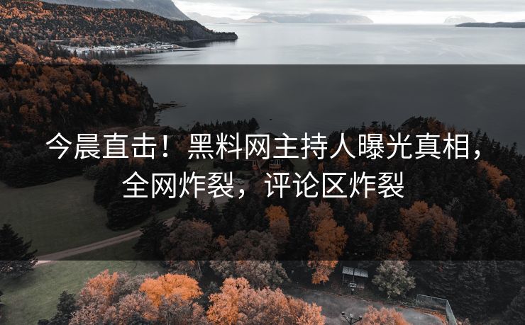 今晨直击！黑料网主持人曝光真相，全网炸裂，评论区炸裂