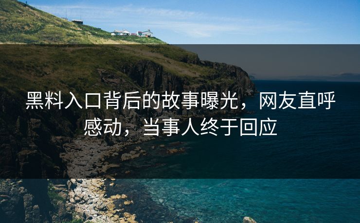 黑料入口背后的故事曝光，网友直呼感动，当事人终于回应