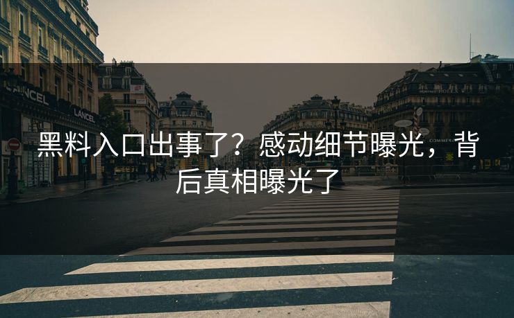 黑料入口出事了？感动细节曝光，背后真相曝光了