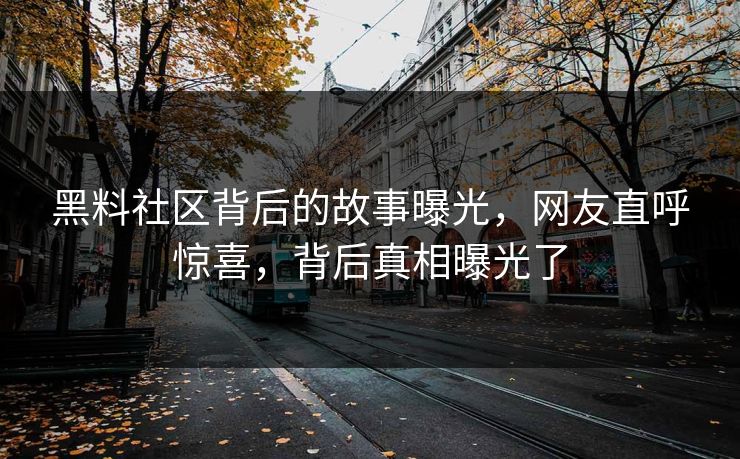 黑料社区背后的故事曝光，网友直呼惊喜，背后真相曝光了