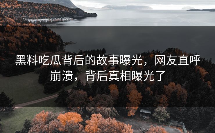 黑料吃瓜背后的故事曝光，网友直呼崩溃，背后真相曝光了