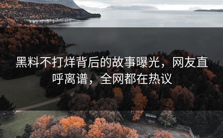 黑料不打烊背后的故事曝光，网友直呼离谱，全网都在热议