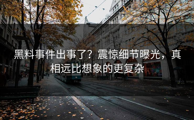 黑料事件出事了？震惊细节曝光，真相远比想象的更复杂