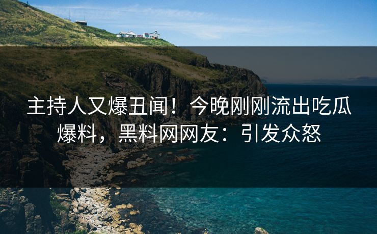 主持人又爆丑闻！今晚刚刚流出吃瓜爆料，黑料网网友：引发众怒