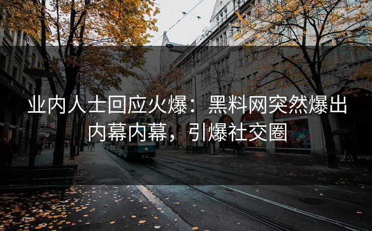 业内人士回应火爆：黑料网突然爆出内幕内幕，引爆社交圈