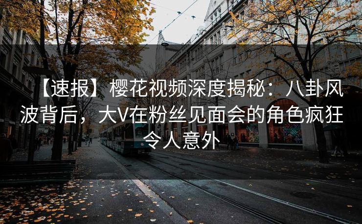 【速报】樱花视频深度揭秘：八卦风波背后，大V在粉丝见面会的角色疯狂令人意外