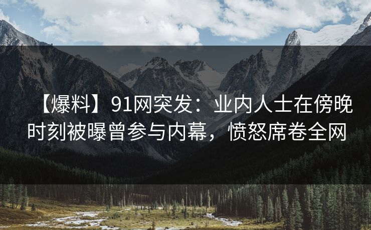 【爆料】91网突发：业内人士在傍晚时刻被曝曾参与内幕，愤怒席卷全网