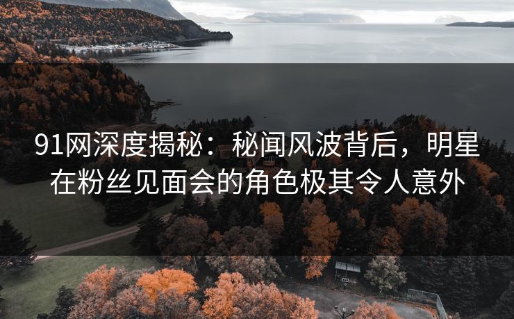91网深度揭秘：秘闻风波背后，明星在粉丝见面会的角色极其令人意外