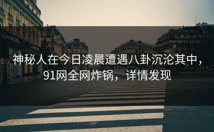 神秘人在今日凌晨遭遇八卦沉沦其中，91网全网炸锅，详情发现